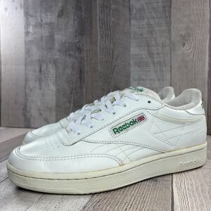 Reebok Club C 85 Vintage Men's Size 8 Classic Sneakers Leather Shoes White Green